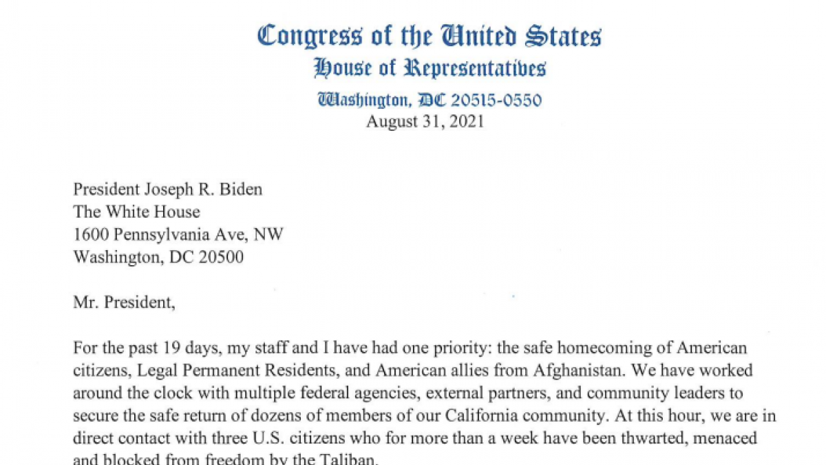 Congressman Issa - Letter to President Biden